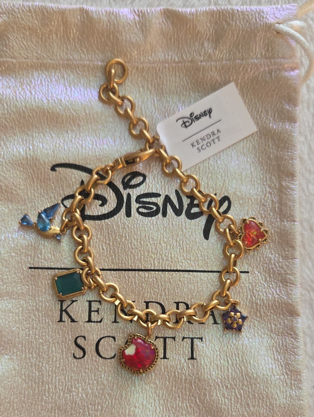 Disney | Kendra Scott Snow White Vintage Gold Charm Bracelet Multi Mix NWT New